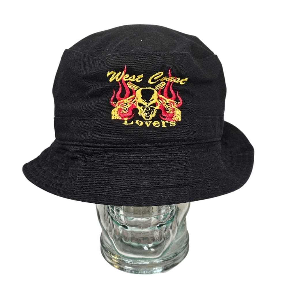 West Coast Lovers Decky Bucket Hat Black‎ Flaming Skull